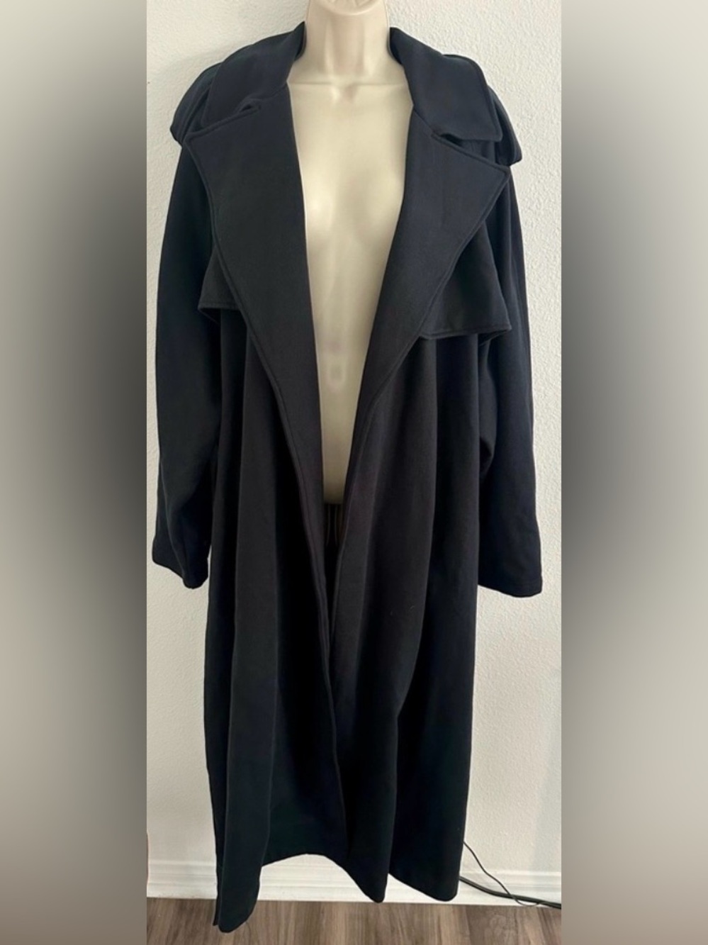 Skims Boyfriend Fleece Oversized Trench Coat - Black - Large - Picture 4 of 11